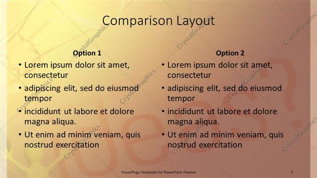 Comparison presentation slide layout