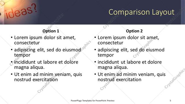 Comparison presentation slide layout