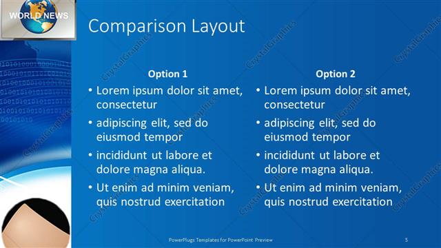 Comparison presentation slide layout
