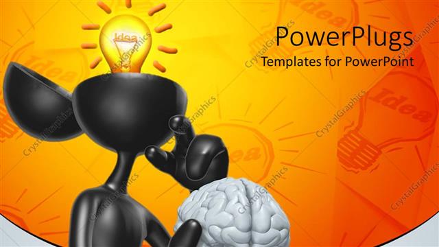  Presentation with brain - A figure holding its brain in its hand