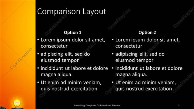 Comparison presentation slide layout