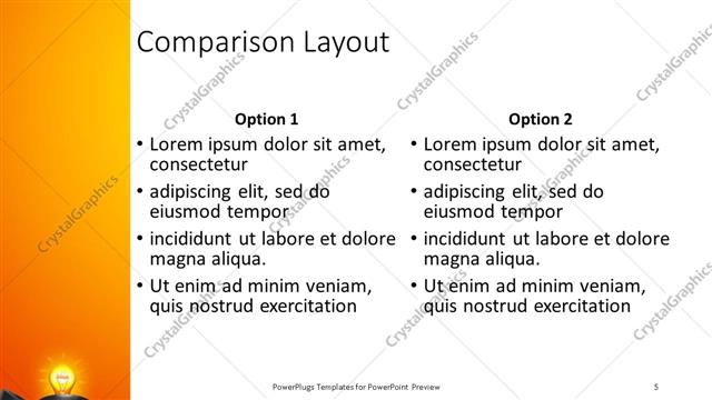 Comparison presentation slide layout