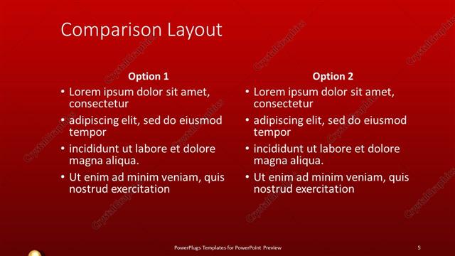 Comparison presentation slide layout