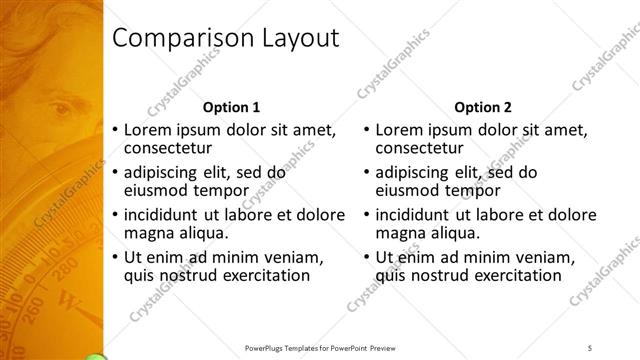 Comparison presentation slide layout