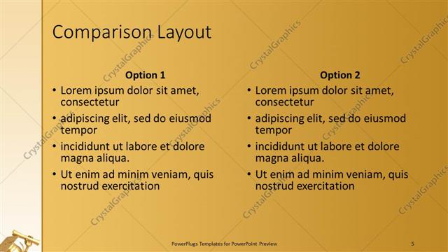Comparison presentation slide layout