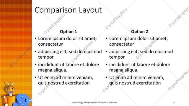 Comparison presentation slide layout