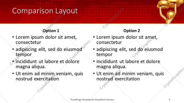 Comparison presentation slide layout