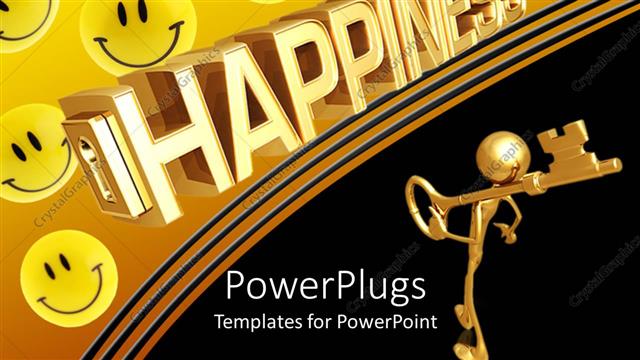  Presentation with key - A figure holding the key looking towards a collection smileys