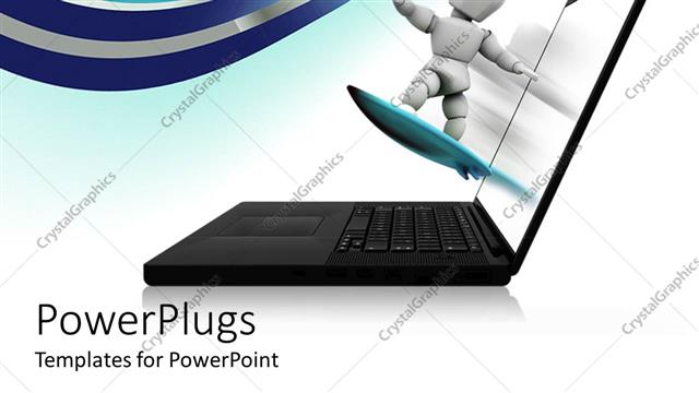  Presentation with surfing - A figure with a laptop and lines in the background