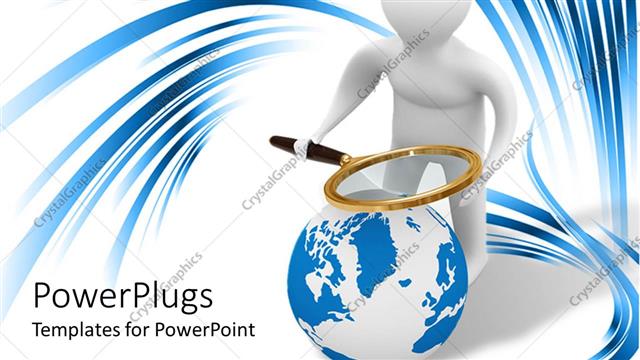  Presentation with search - A figure magnifying the globe with a number of lines in the background