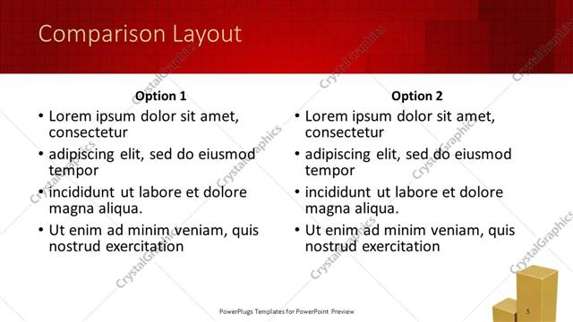 Comparison presentation slide layout