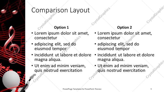 Comparison presentation slide layout