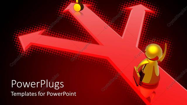  Presentation with direction - A figure on a red arrow pointing towards various direction