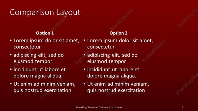 Comparison presentation slide layout
