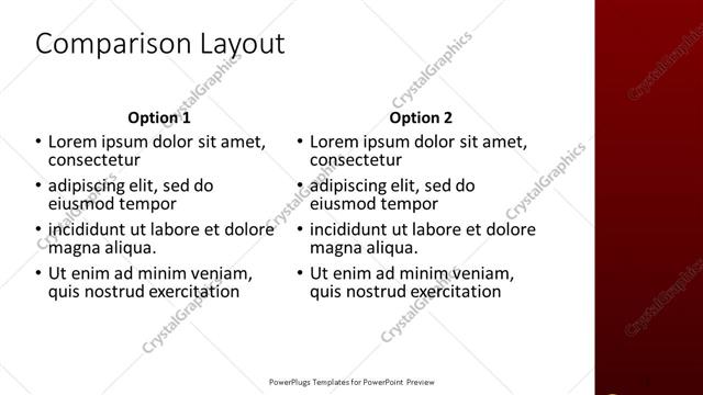Comparison presentation slide layout