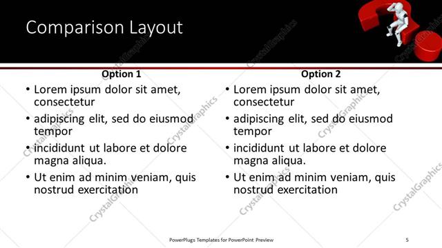 Comparison presentation slide layout