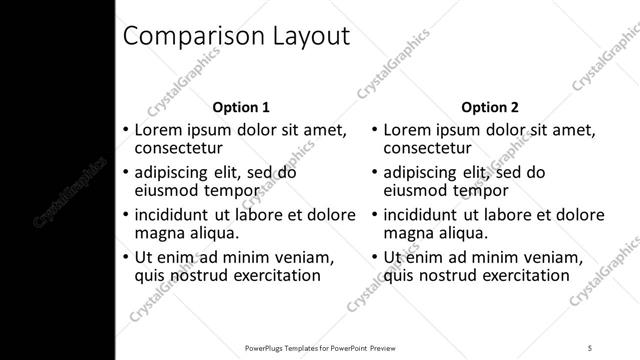 Comparison presentation slide layout