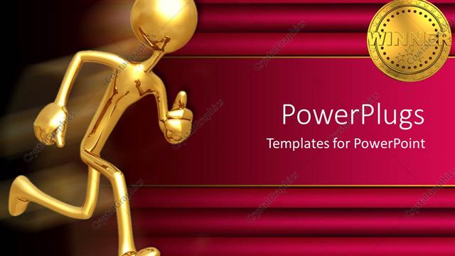  Presentation with winner - A figure running towards a medal