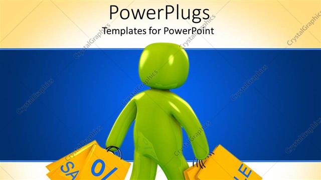  Presentation with shopping - A figure after shopping with a bluish background