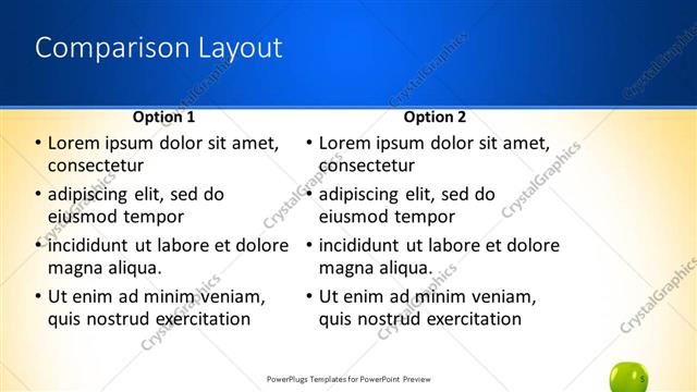 Comparison presentation slide layout
