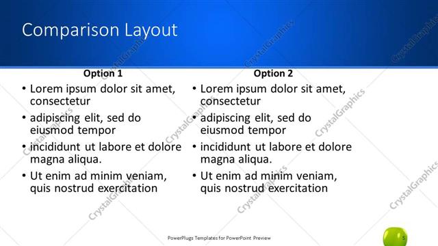 Comparison presentation slide layout