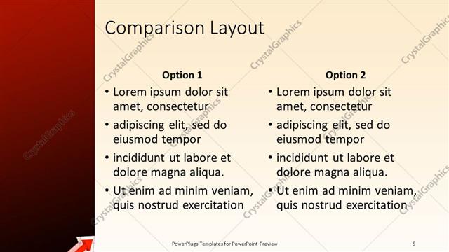Comparison presentation slide layout
