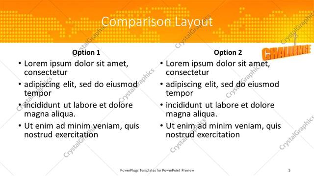 Comparison presentation slide layout