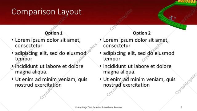 Comparison presentation slide layout