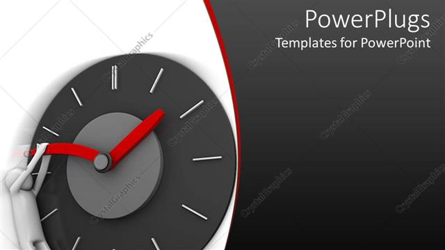  Presentation with time - A figure trying to hold back the time by messing with the clock