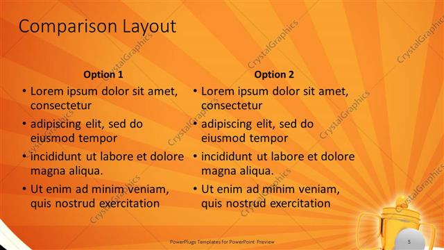 Comparison presentation slide layout