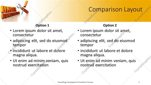 Comparison presentation slide layout
