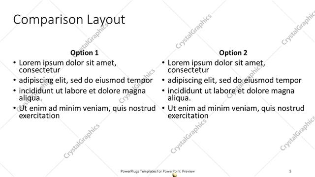 Comparison presentation slide layout