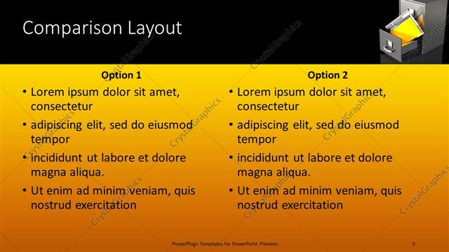 Comparison presentation slide layout