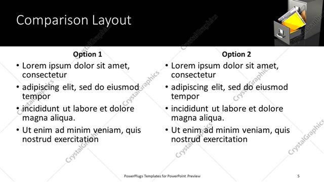 Comparison presentation slide layout