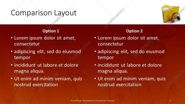 Comparison presentation slide layout