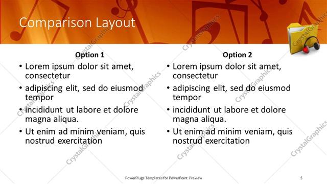 Comparison presentation slide layout
