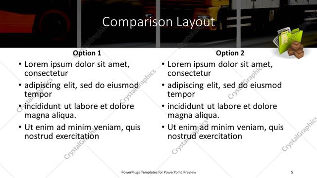Comparison presentation slide layout