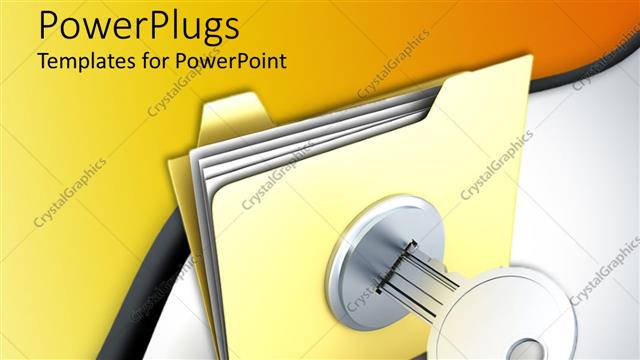  Presentation with unlock - A file with a key along with yellow background