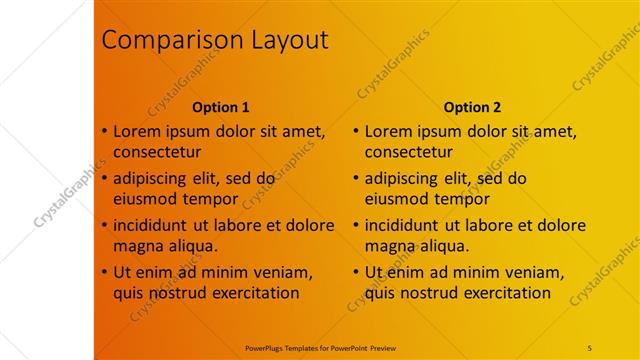 Comparison presentation slide layout