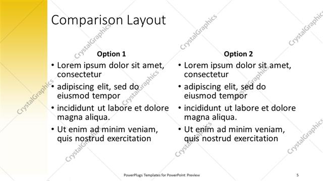 Comparison presentation slide layout