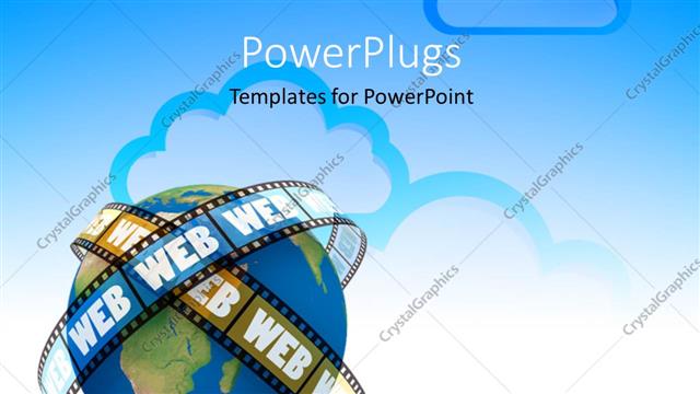  Presentation with film strip - Film strip with text WEB around earth globe and cloud computing symbol in background