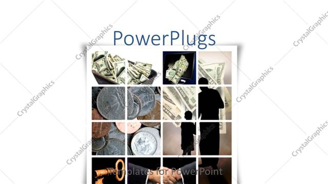  Presentation with people collage - Finance and business collage with people, US money, coins, key, handshake
