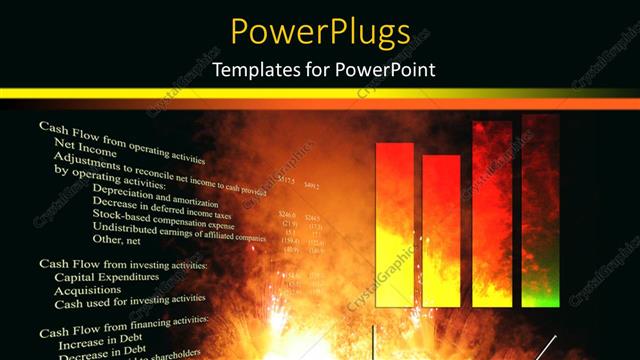  Presentation with fiery - Financial chart with two dimensional bar charts on fiery background