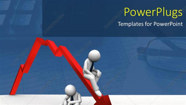  Presentation with financial crisis - Financial crisis depiction with 3D man sitting on depressing arrow