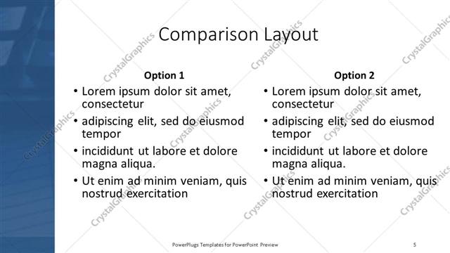 Comparison presentation slide layout