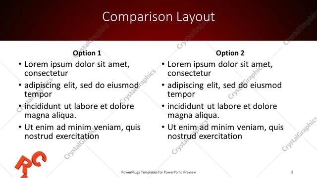 Comparison presentation slide layout