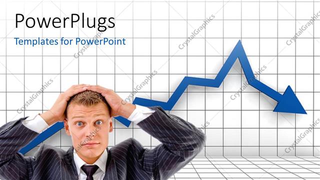  Presentation with financial crisis - Financial crisis graph with business man putting hands on head in regret