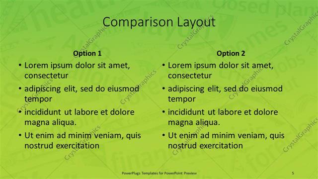 Comparison presentation slide layout