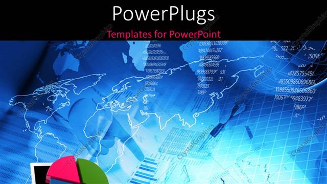  Presentation with pie chart - Financial depiction with colored pie chart on laptop and blue themed background?
