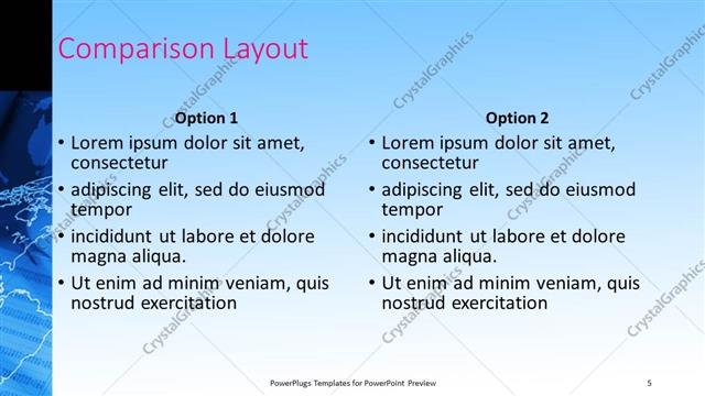 Comparison presentation slide layout